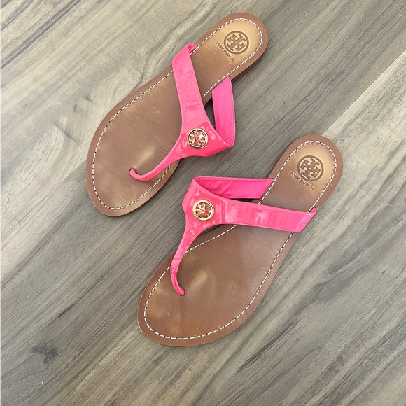 Pink Thora Tory Burch Leather Sandals - Picture 1 of 4